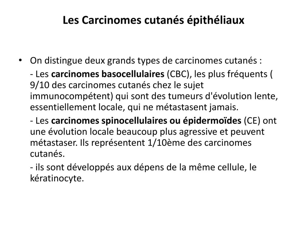 Les Carcinomes Cutan S Pith Liaux Ppt T L Charger